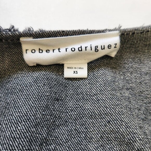 Robert Rodriguez Denim Shirt Jacket‎ Womens XS Black Ruffle Distressed Button Up - Picture 5 of 13